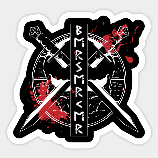 Berserker, Viking Warrior, Norse Runes and Skull Sticker by Lenny241